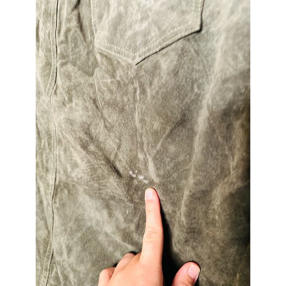 BLANKNYC Hunter Green Corduroy Front Slit 100% Leather Skirt Size 25 - Picture 11 of 14